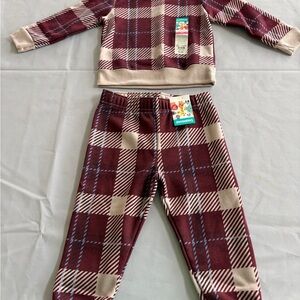 Garanimals Burgundy and Cream Plaid Kids Pajama Set